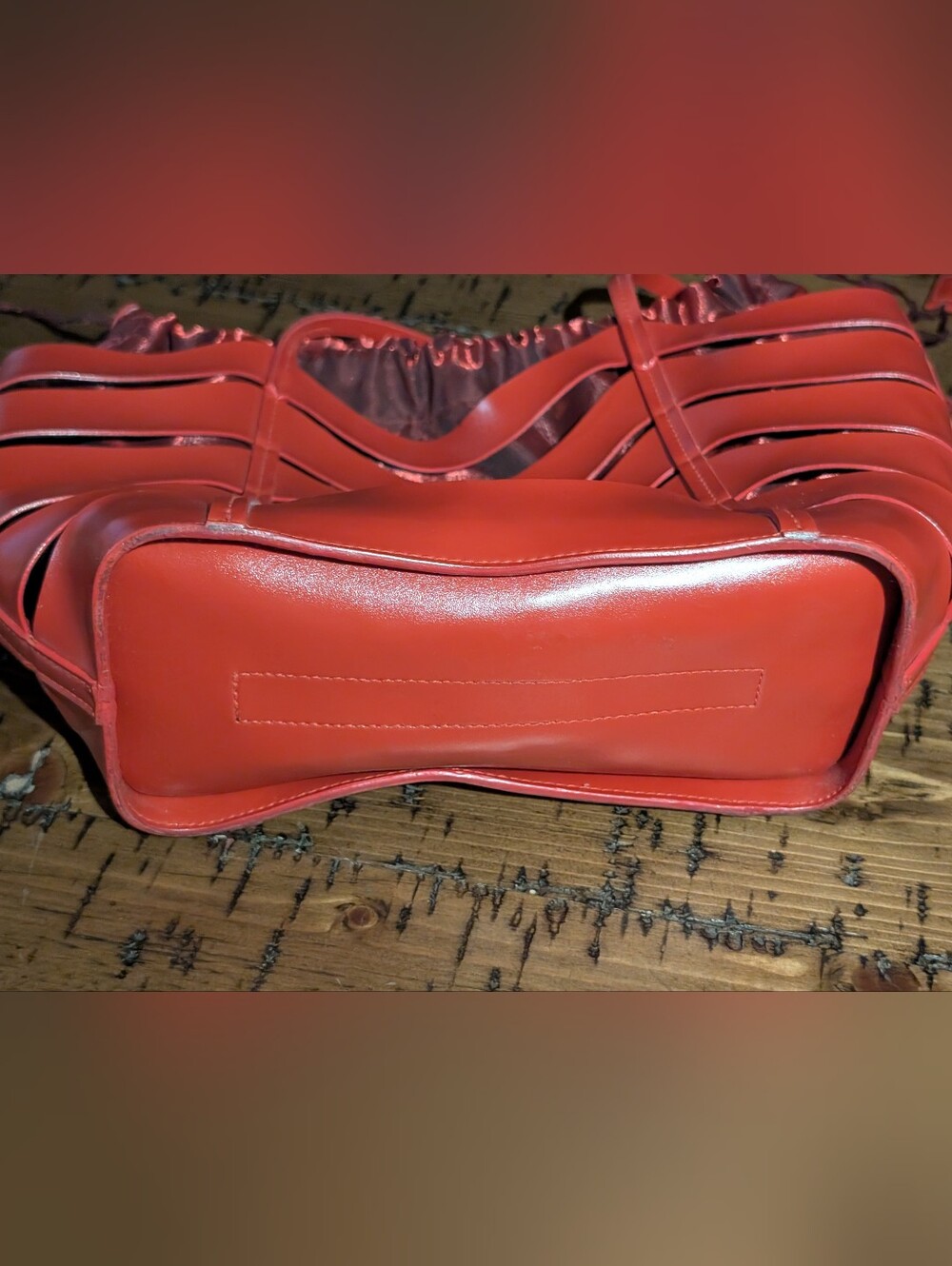 Red Wave Tote With Drawstring - Picture 6 of 10